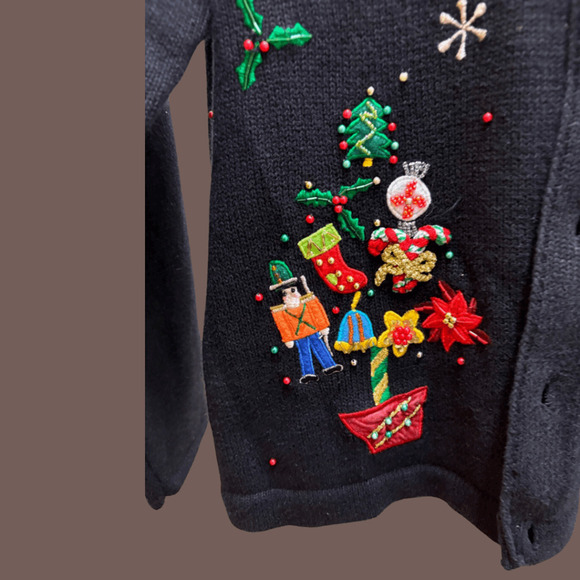 Berek Holiday Cardigan | Embroidered Beaded | Size M | Vintage - Picture 4 of 6